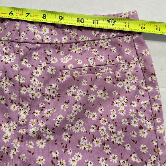 Zara Light Purple White Floral Print Flare Cropped Pants Womens Size Medium - Picture 9 of 12